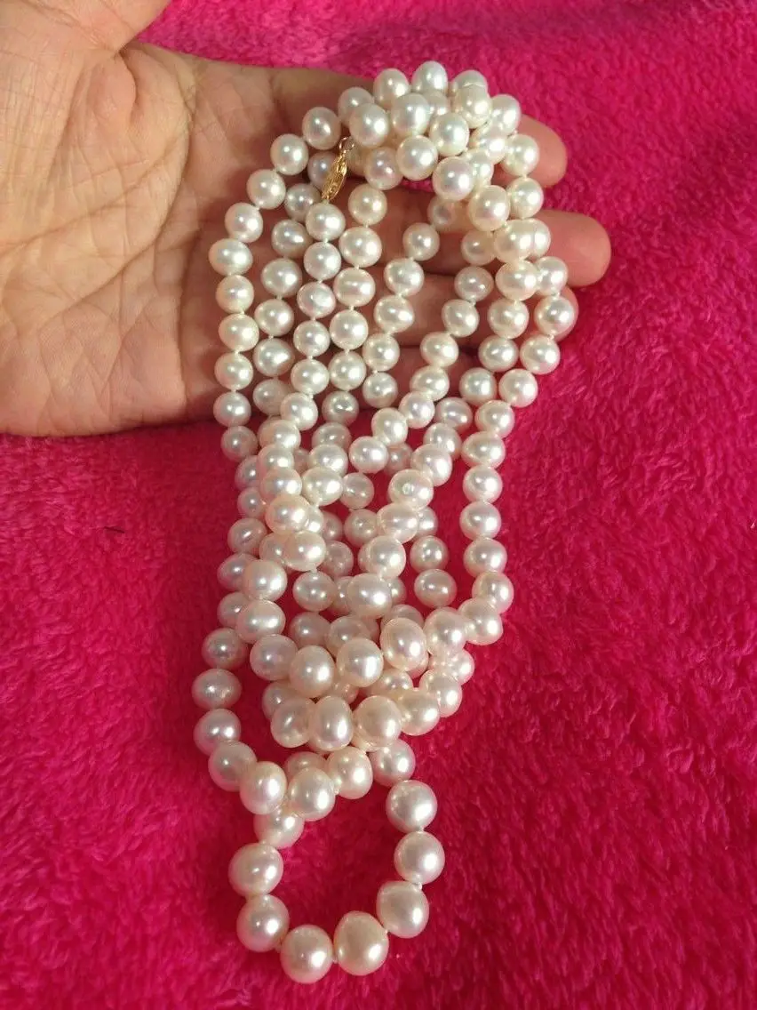 

classic 9-10mm natural Australian south sea white pearl necklace 48inch