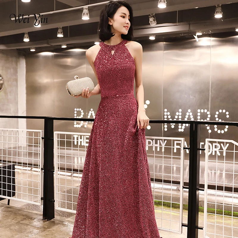

weiyin Sequin Saudi Arabia Evening Dresses 2019 Robe de soiree Dubai Prom Dresses Elegant Women Formal Party Dress WY1307