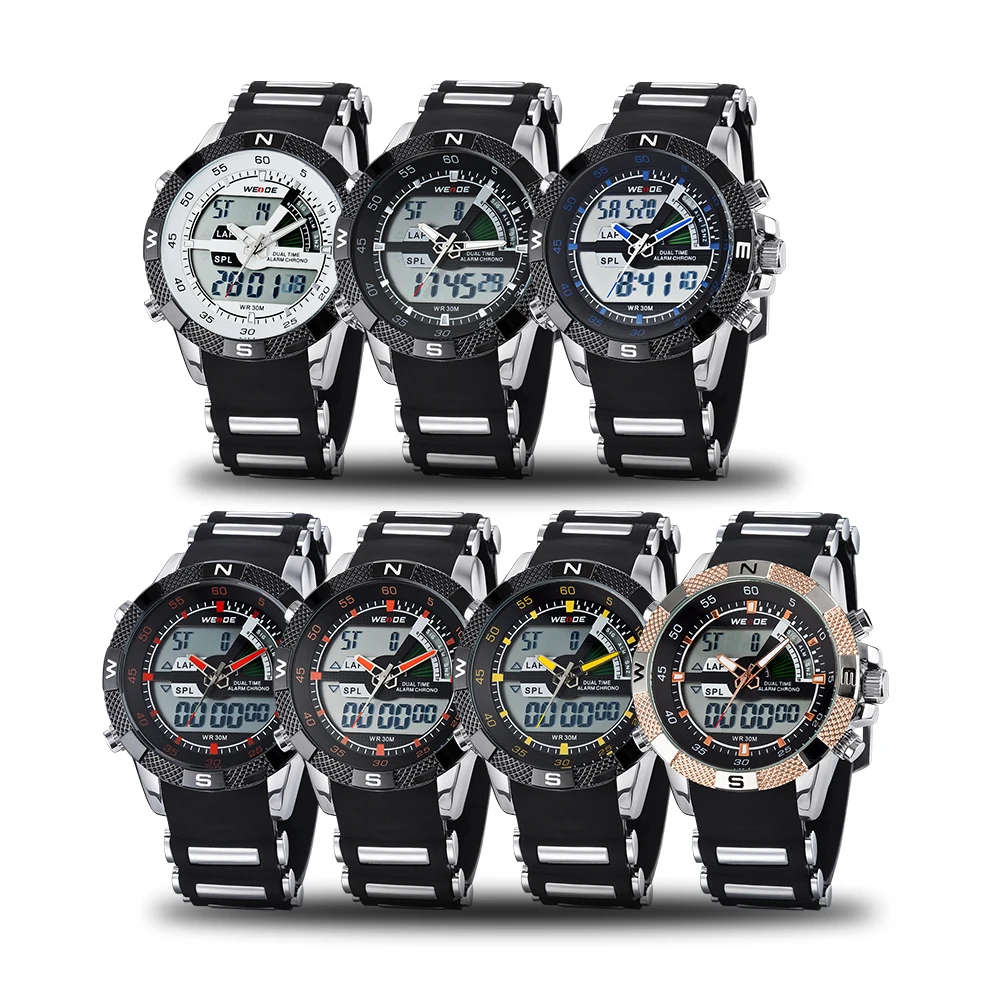 WEIDE часы кварцевые мужские спортивные Спорт Цифровой Кремния аналоговые