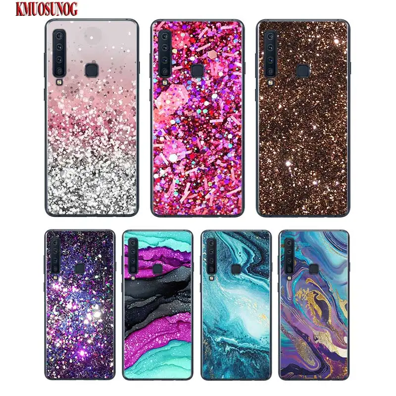 

Black Silicon Phone Case Luxury Water blue gold and black effect For Samsung A6S A8S A6 A7 A8 A9 A5 A3 Star Plus 2018 2017 2016