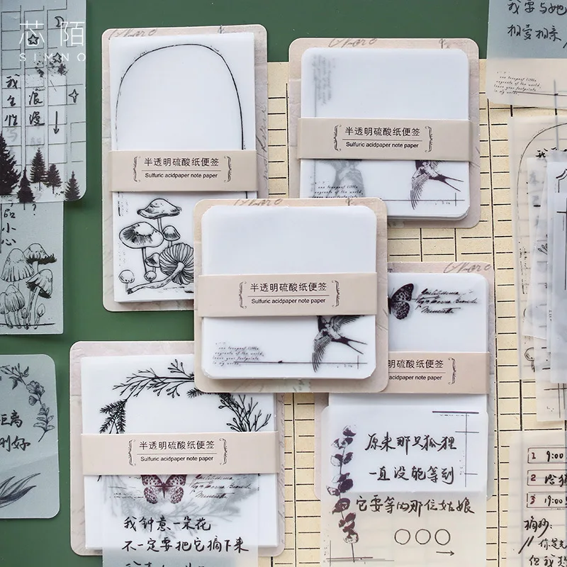 

Plant butterfly butter paper Transparent Planner Stickers Sticky Notes Kawaii Memo Pad Notepad Office Decoration Office Supplies