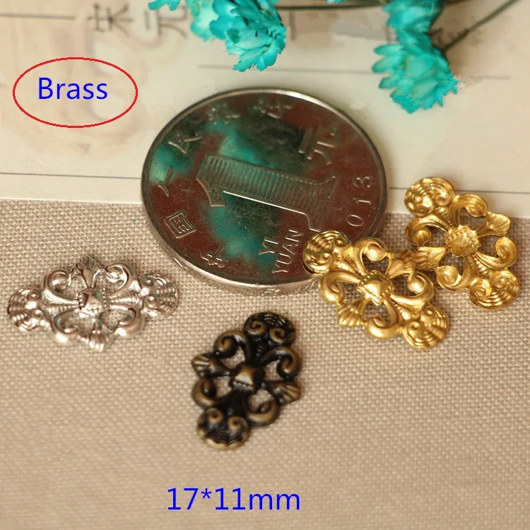 80 PCS Brass Stamping For Jewelry, 17*11mm BRASS Victorian Scroll