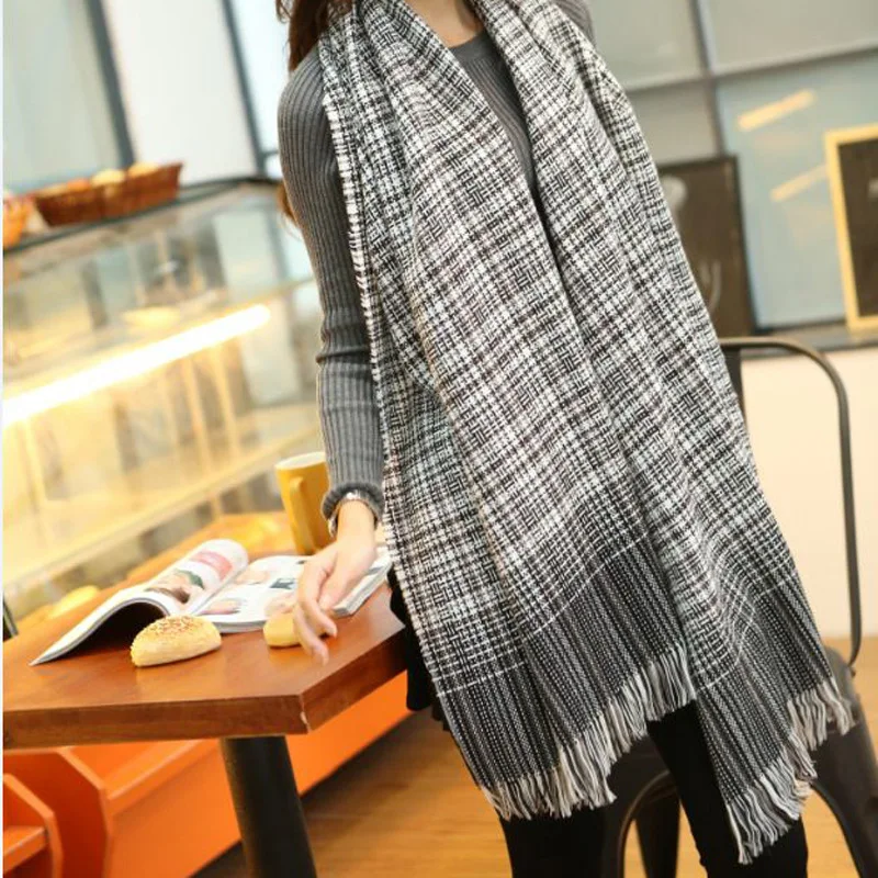 Plaid font b Tartan b font Classic Black White Couples Autumn Winter New Double sided All