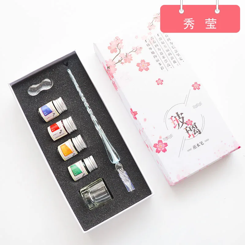 Стеклянная Ручка, подарочный набор, Студенческая Стеклянная Ручка Shinsui, Кристальные перьевые ручки, стилус - Цвет: 3
