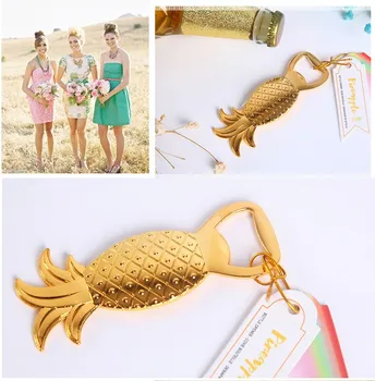 

Free Shipping 100pcs/lot Gold Tropical Pineapple Bottle Opener Beach Bridal Wedding Favors Souvenir Gifts Event Party Supplies