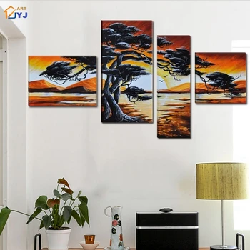 

Unframed Sunrise Landscape African Baobab Tree Picture Wall Art Handmade Modern Landscape Oil Painting On Canvas Gift JYJLV153