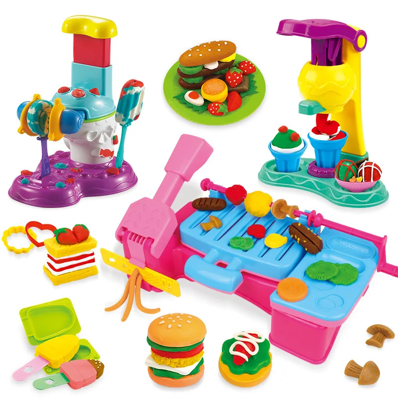 

Modeling Clay Diy Slime Set Plasticine and Tool Kit Soft Clay ICE CREAM/BBQ/Noodle kids Play Dough Make Slime Kit Girl Toys