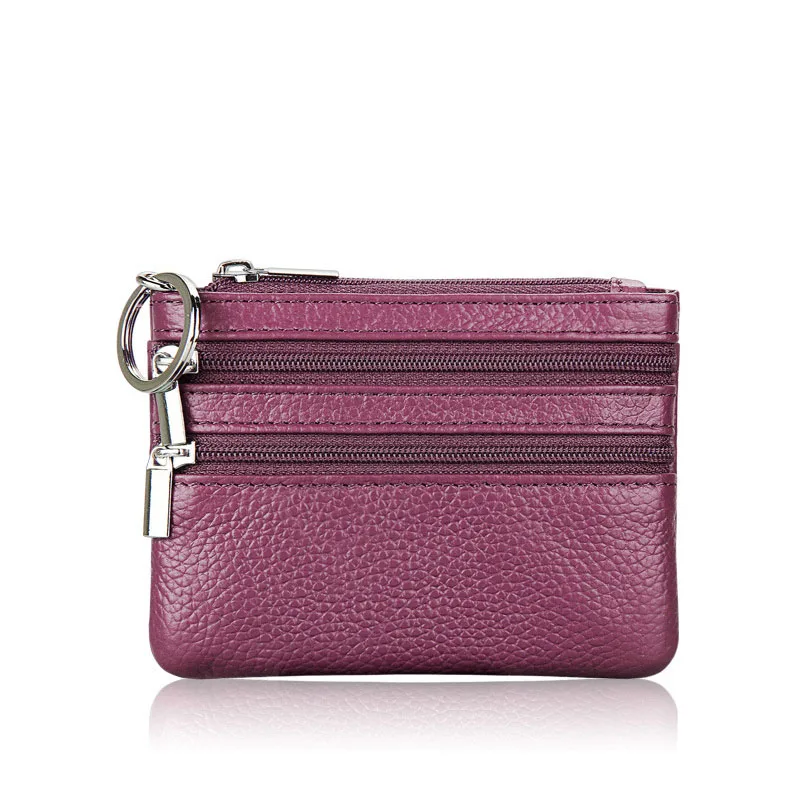 DOLOVE, натуральная кожа, маленький кошелек для женщин, сумка для монет, двойная молния, женские кошельки и кошельки, кожаный кошелек Малый клатч, сумка - Цвет: Фиолетовый