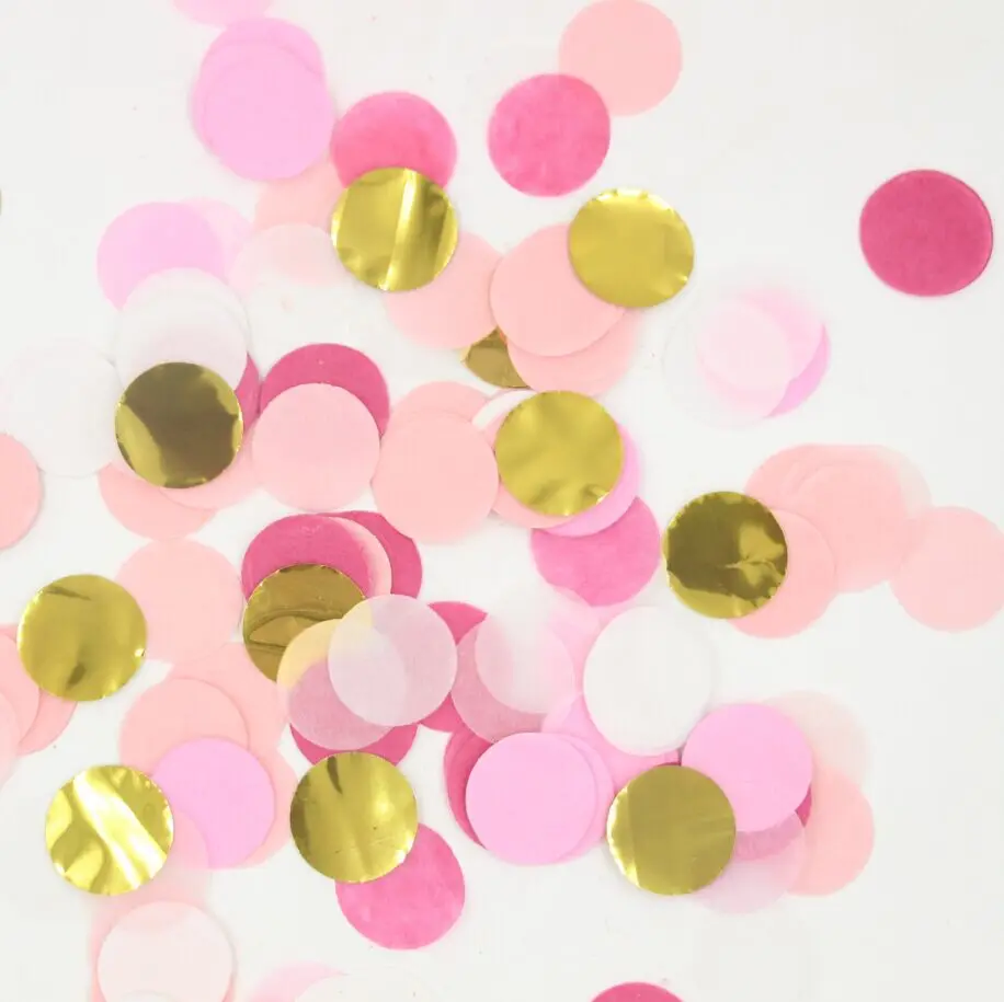 Розовый и золотая ткань бумажный круг конфетти украшение для вечеринки для свадьбы или «нулевого дня рождения»