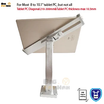 Universal da Tabuleta da Montagem da Parede para o Suporte Anti-roubo da Tabuleta da Indicação da Segurança para 7-10 Suporte Polegadas Ipad Samsung Asus Acer Huawe - Imagem 4