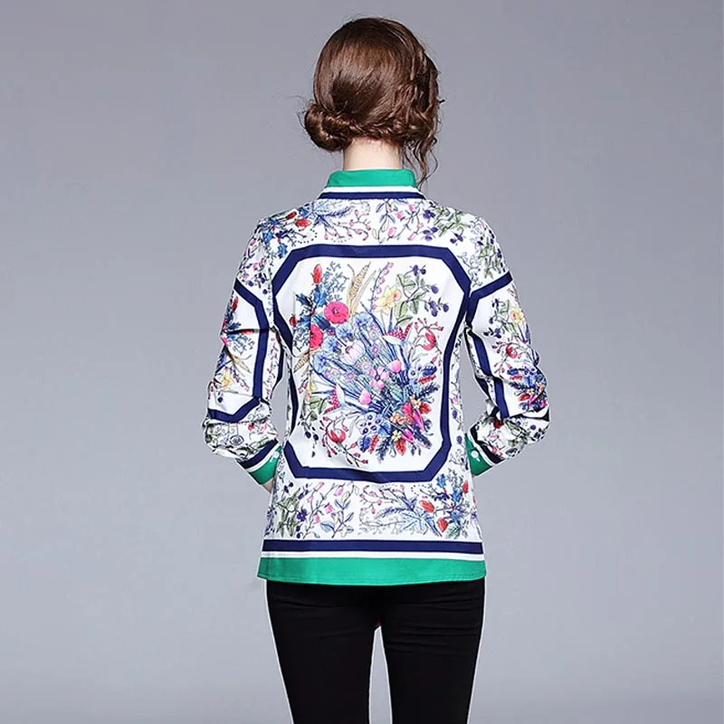 JKKFZY New Arrivals 2018 Women Summer Autumn Runway Fashion Designer Top shirt Elegant Flora Print Blouse Office Blouse top JKKFZY New Arrivals 2018 Women Summer Autumn Runway Fashion Designer Top shirt Elegant Flora Print Blouse Office Blouse top
