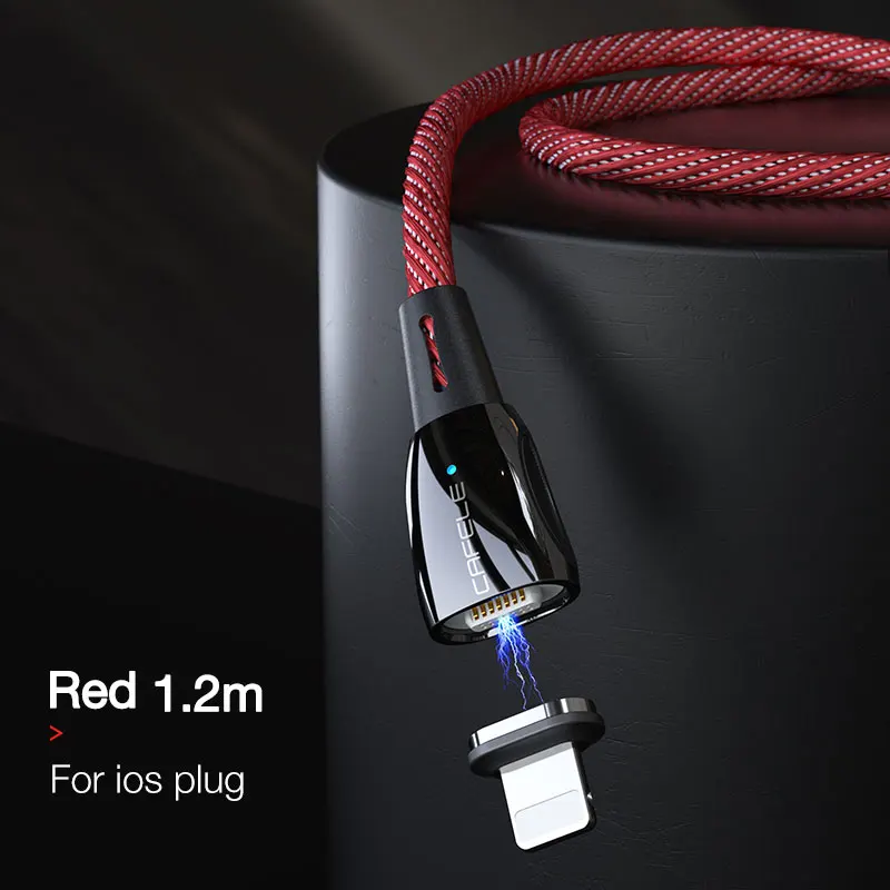 CAFELE Magnetic USB Cable QC3.0 USB Type C Micro Cable for iPhone XS MAX XR X XS Data Sync Charger Magnetic USB-C Wire 120cm - Цвет: Red