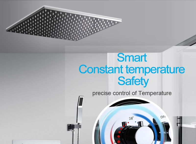 hm LED Ceiling Shower Set 20 Inch constant temperature Change Mist Rain Bathroom Shower Head Multiple Functions Shower Diverter (1)