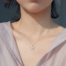 Настоящее чистое 925 пробы серебро Циркон лунные ожерелья для женщин ювелирные изделия воротник Colar de Plata