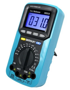 

5 in 1 Digital Multimeter Sound Level Humidity Luminosity Temperature LCD AC/DC Multimeter Volt Amp Ohm Tester EM5510 all-sun
