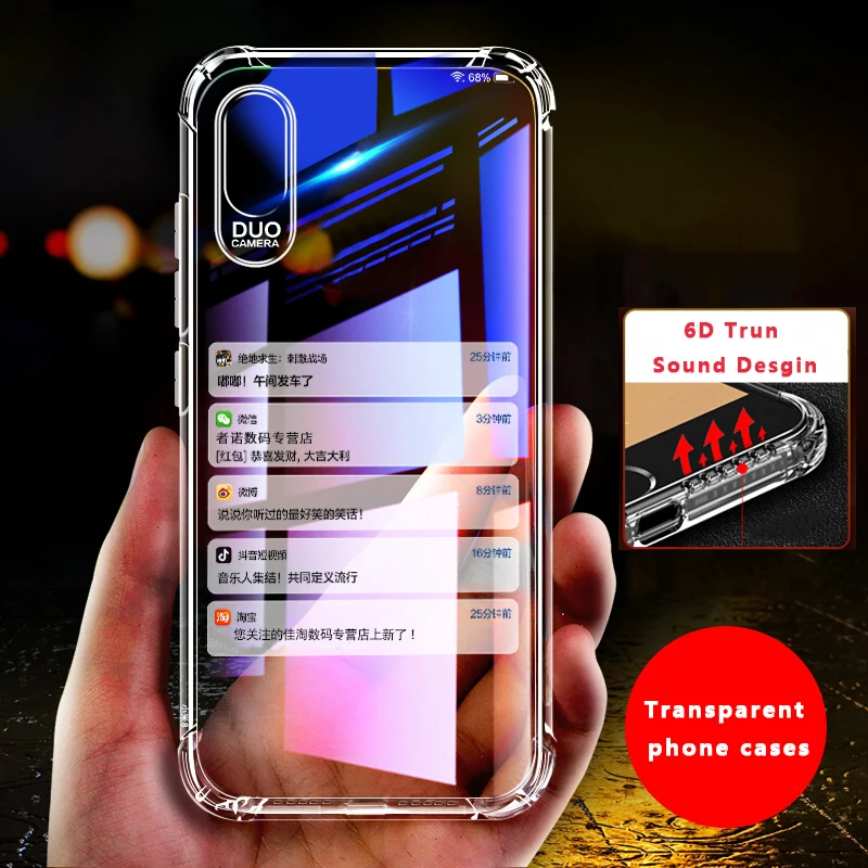 

For Xiaomi Mi A2 Lite Pocophone F1 Case Silicone Trun Sound Transparent Coque For Redmi Note 5 6 Pro S2 Mi 8 Lite SE A1 6X Cover
