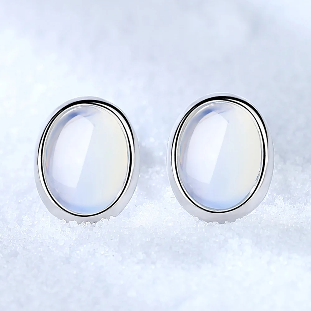 

Popular Luxury Moonstone Crystal Silver Earings 925 Women Circle Earrings Woman Accesoires Vintage Stud Earrings For Femme