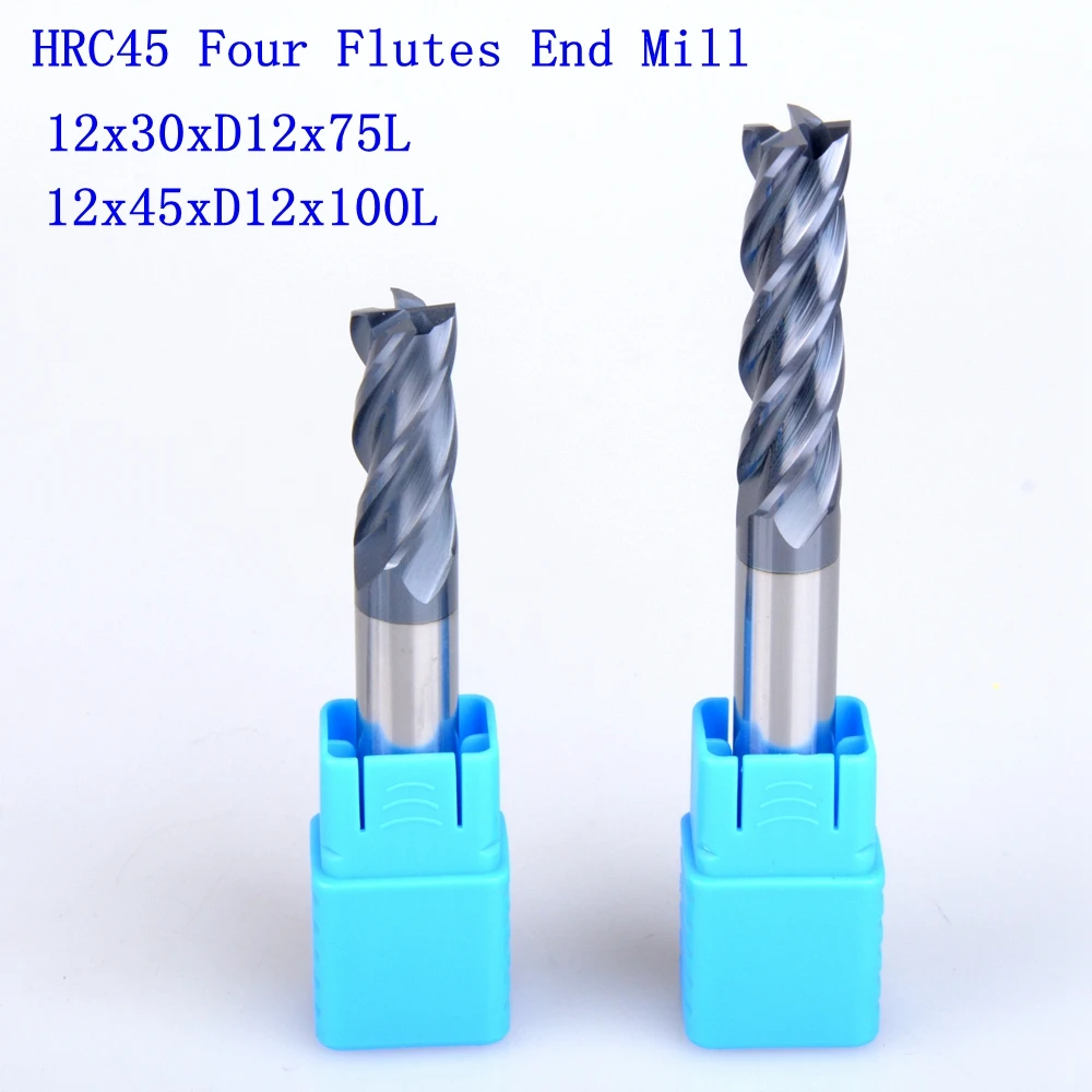 

1Pcs 12mm HRC45 Four Flutes Micro Solid Carbide Face End Mill CNC Milling Cutter Bits For Steel Milling