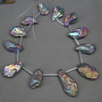 

Bigger Kindgems Gems Stone Beads, Titanium Rinbow Crystal Quartz Point Pendant, Top Drilled Jewelry Making 15.5inch Full Strand