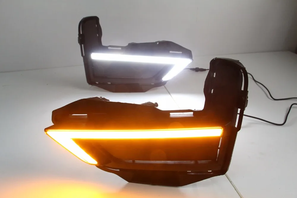 

Qirun led drl daytime running light for NISSAN X-TRAIL 2017-2018 with yellow turn signal,dimmer function and wireless control
