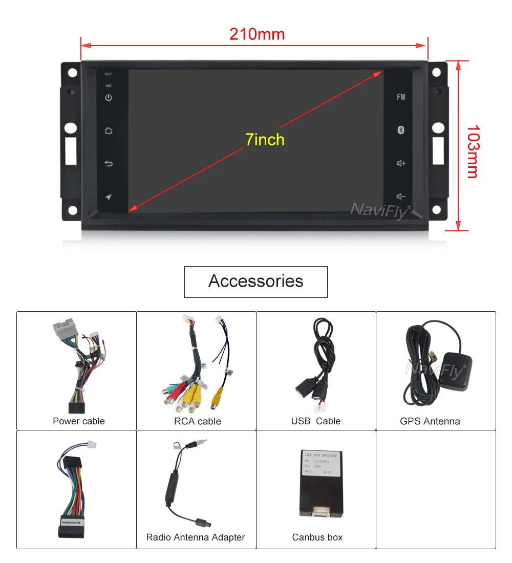 Sale NaviFly Android 8.1 car dvd player Car Multimedia Player GPS for jeep Wrangler Compass 2010-2015 Chrysler wifi BT car radio 11
