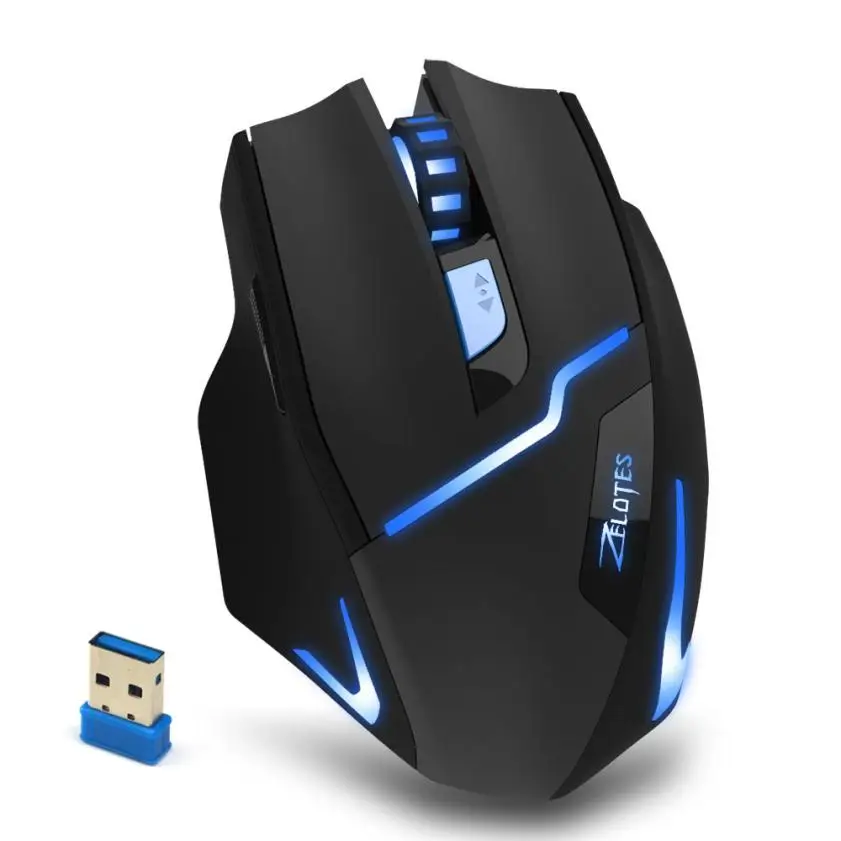 

Good Sale ZELOTES 2.4G Wireless 2400DPI Adjustable Game Gaming Mouse for Laptop PC Gamer Apr 21