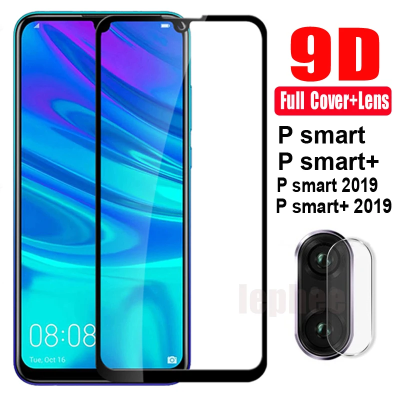 

For Huawei P Smart 2019 Case on For Huawei Psmart P Smart Plus Cover Full Tempered Glass Protective Camera Len Screen Protector