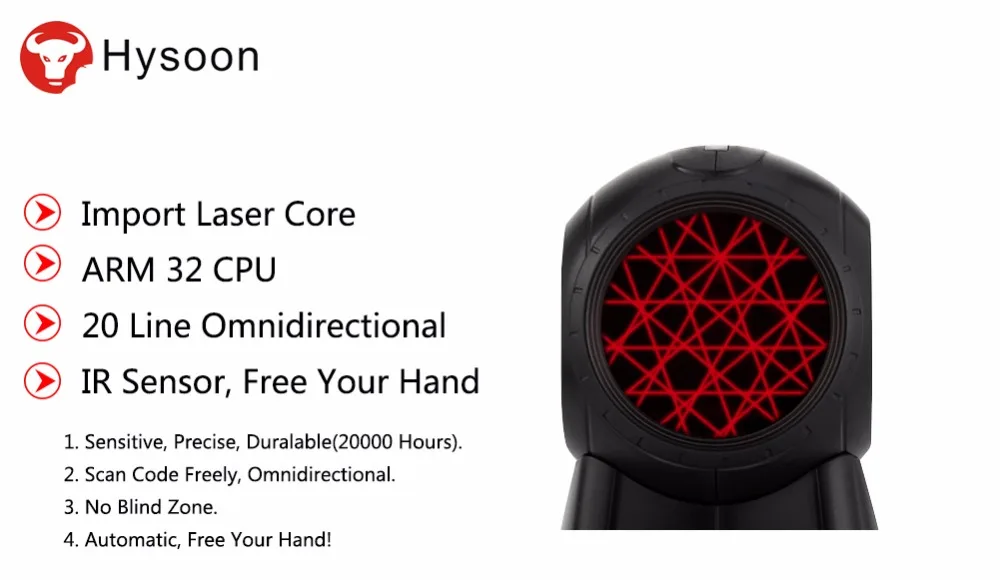 1D Barcode Scanner 20 Laser Lines Desktop Omnidirectional Bar Code Reader with Automatic IR Sensor Scanning Platform fit POS for Supermarket Store (14)
