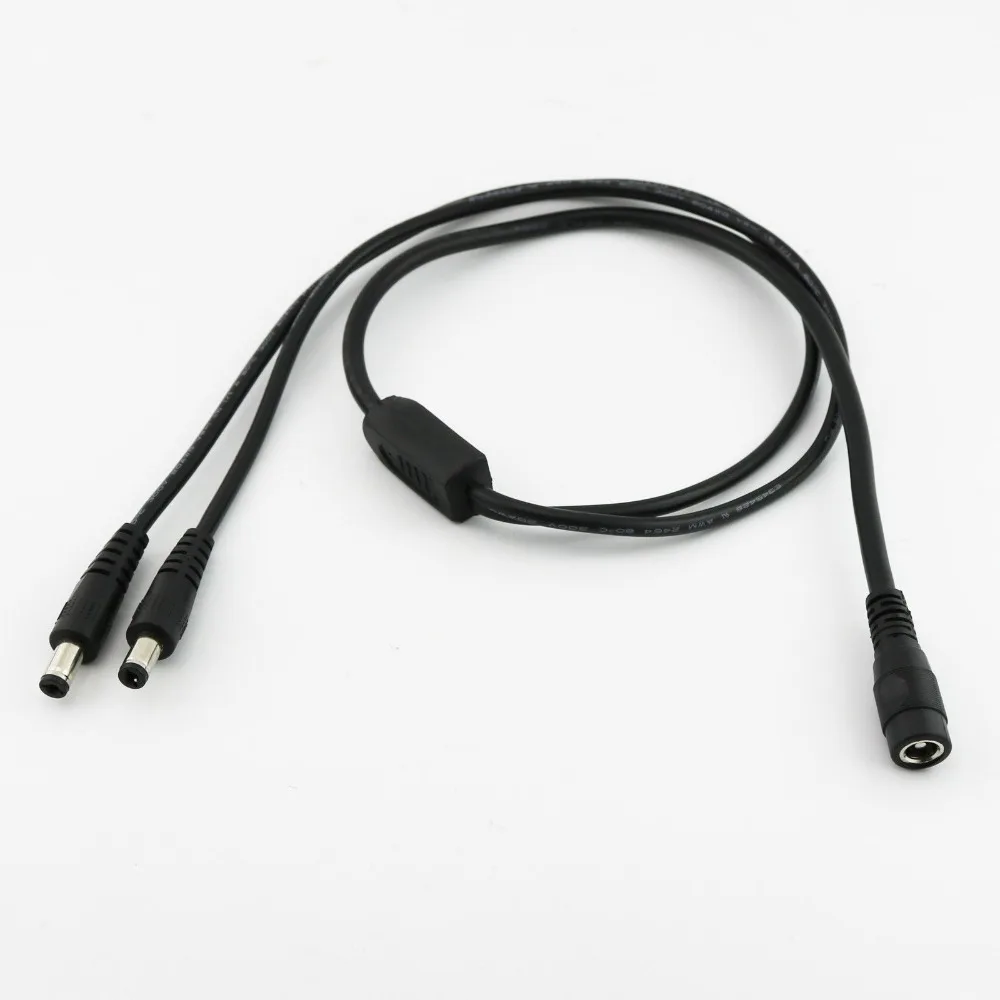1x CCTV DC Power 5.5 x 2.1mm Female to Dual 5.5 x 2.1mm Male Plug Y Splitter Connector Cable Cord 70cm