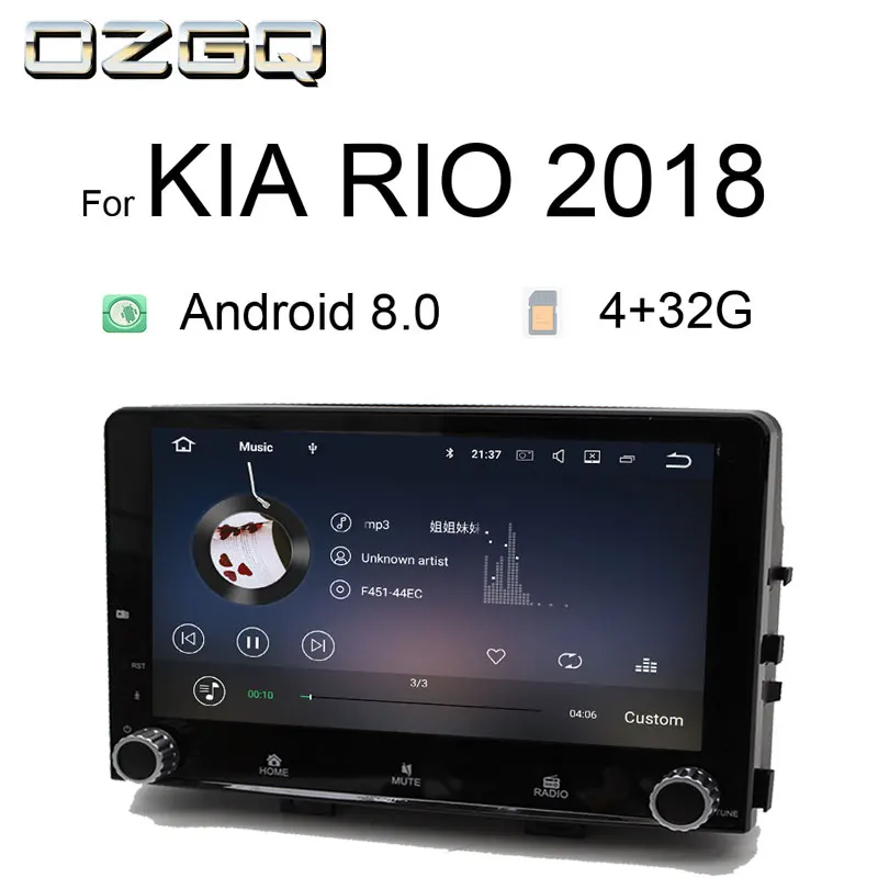 Top OZGQ Android 8.0 Car Autoradio For KIA Rio 2017-2018 Touch Screen Auto GPS Navigation Bluetooth Radio Video Music Stereo 0