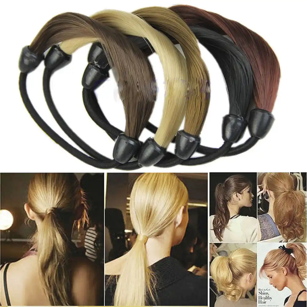 Zhenskij Golovnoj Ubor S Kosichkami Chernye Korichnevye Sinteticheskie Volosy Na Hvostike Elastichnaya Rezinka Dlya Volos Synthetic Hair Ponytail Holder Hair Ponytail Holderponytail Holder Aliekspress