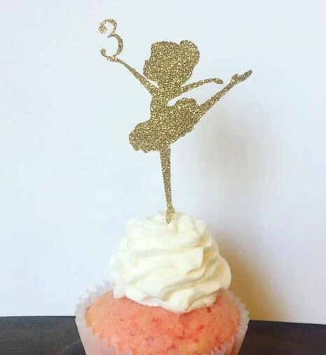 Ballerine cake topper paillettes d/'or personnalisée Filles Anniversaire custom danseuse