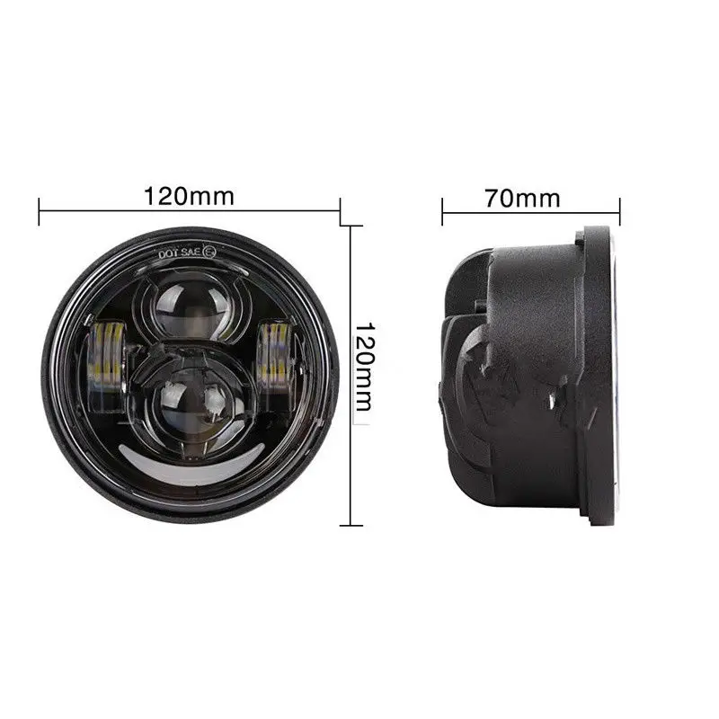 4.65 LED Headlight Twin Dual Projector for Harley Dyna Fat Bob FXDF 08-16 White