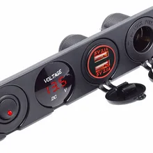 4 панели Двойная зарядка с usb-разъемом 2.1A светодиодный вольтметр 12 В розетка питания ВКЛ-ВЫКЛ панель с переключателями для автомобиля лодка морской RV(красный