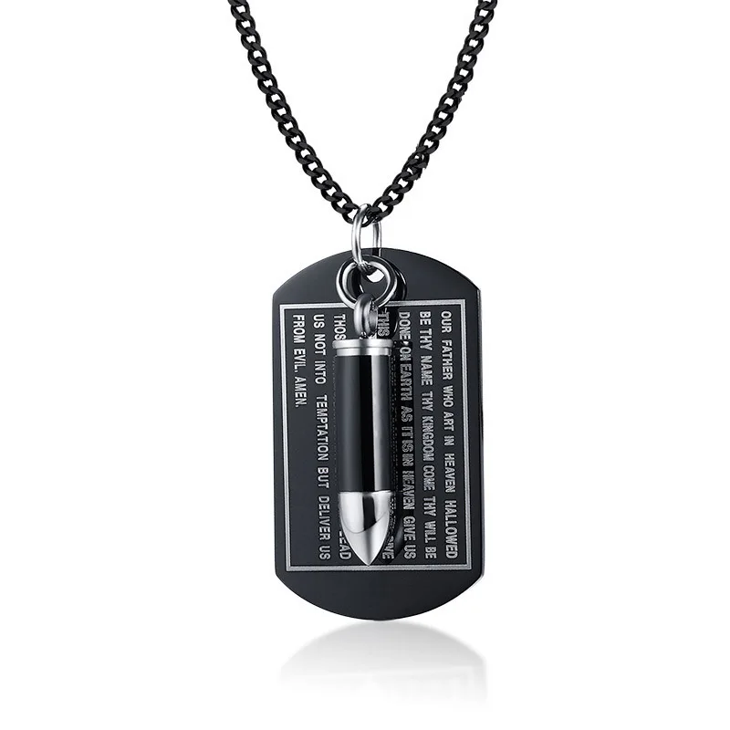 Memorial Jewelry Openable Bullet Pendant Necklce For Men Stainless Steel Black Bible Dog Tag Male Cremation | Украшения и