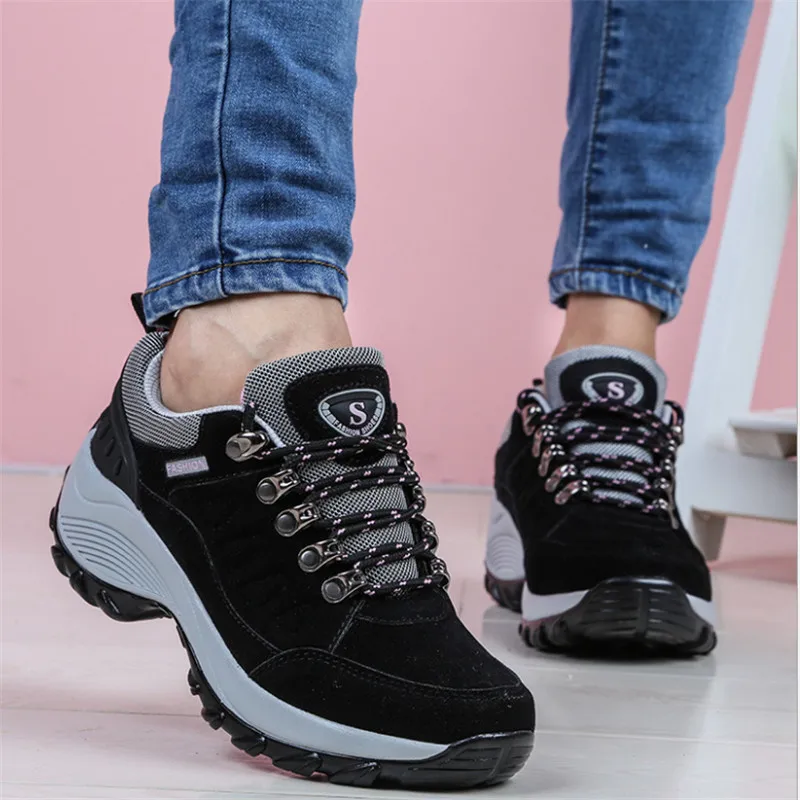 

Woman Outdoor Casual shoes Cowhide suede fashion Sneakers woman Footwear Wayfarer non-slip air damping tenis feminino Casual