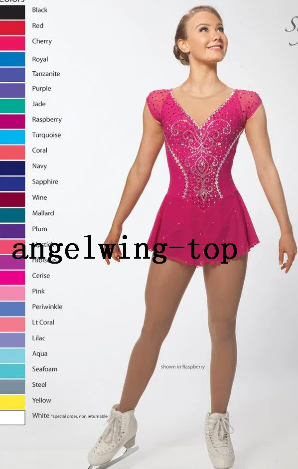 pink figure skating dresses women competition skating dress for girls