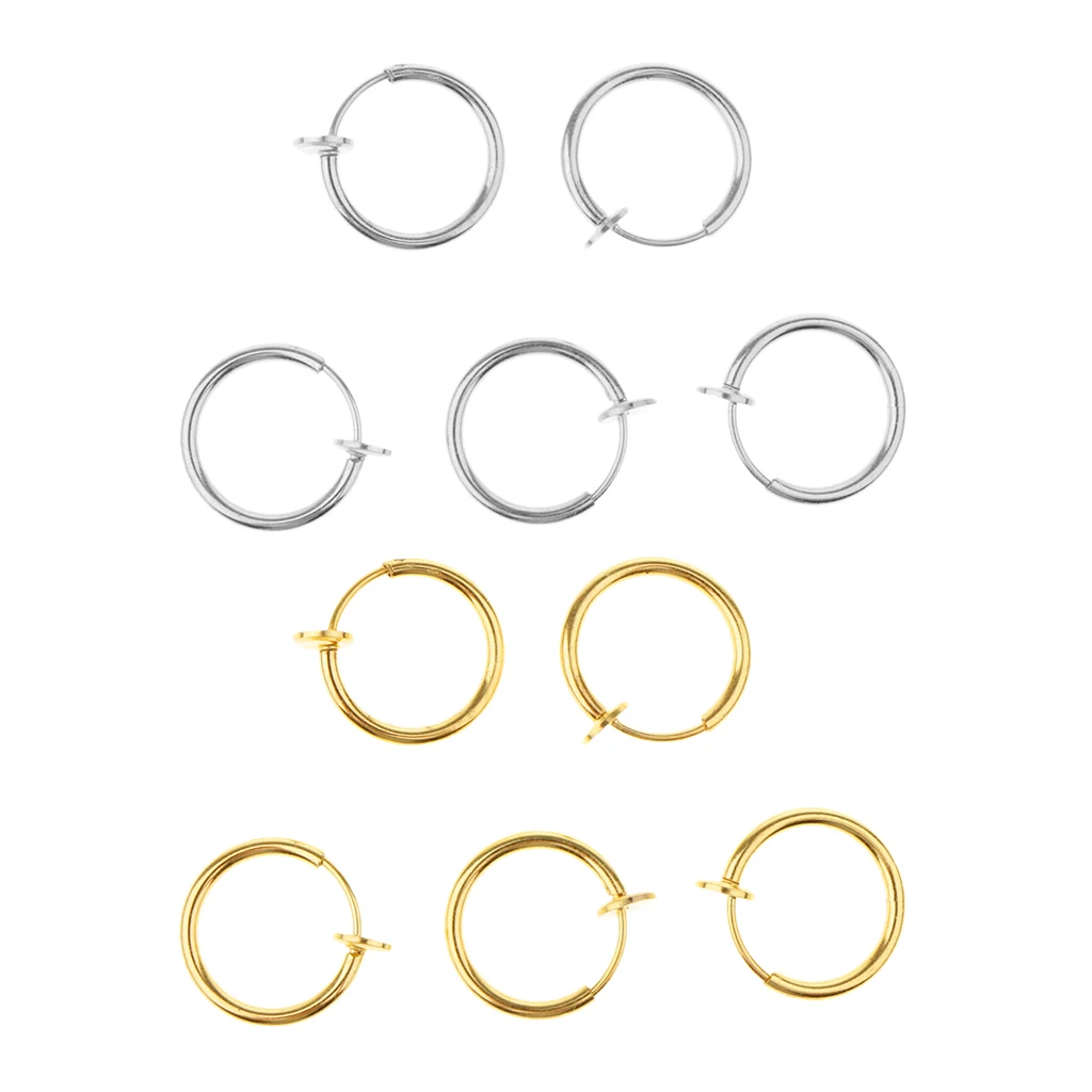 10pcs Fake Clip On Nose Ear Septum Lip Eyebrow Ear Loop No-piercing Ring