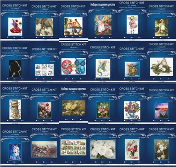 

Top Quality 14CT Counted Unprinted Cross Stitch Kits Set Needlework Embroidery Decor Angel styles 25different 1