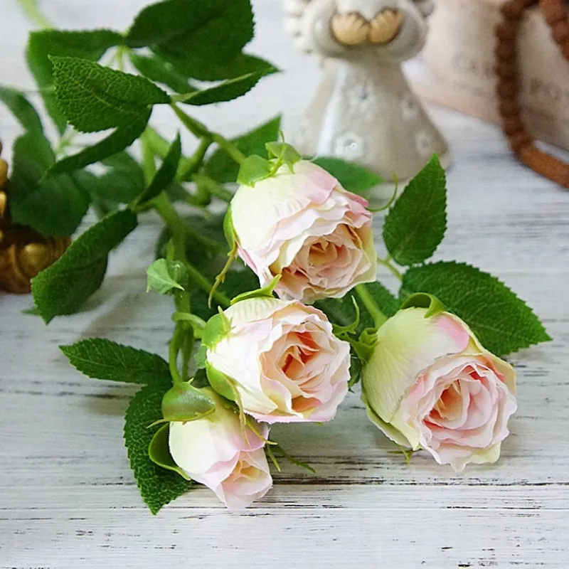 4Heads Artificial rose branch silk+plastic flores Simulation rose flowers for home hotel wedding decoration rose - Цвет: D