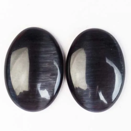 2 шт./лот) натуральный смешанный камень овальный кабошон 25x18x6 мм yl061802 - Окраска металла: black Cat Eye