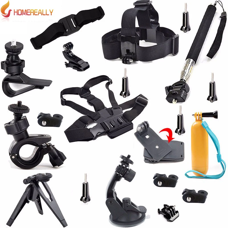 

HOMEREALLY Go pro Accessory Set For Sony Action Cam AS20 AS15 AS100V AS30V Outdoor Travel Equipment With Selfie+Chest Head Strap