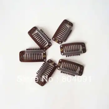 

wig clips hair clips 3.2cm 9 straight tooth clips dark brown color (comb clips)