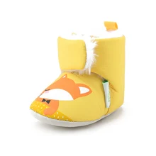 Delebao/детские ботинки желтого цвета с рисунком лисы удобная детская хлопковая обувь на застежке-липучке