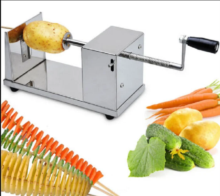 Stainless Steel Manual Twist Potato Slicer Potato Cutter Vegetable Fruit Tools Kitchen Cutting Machine