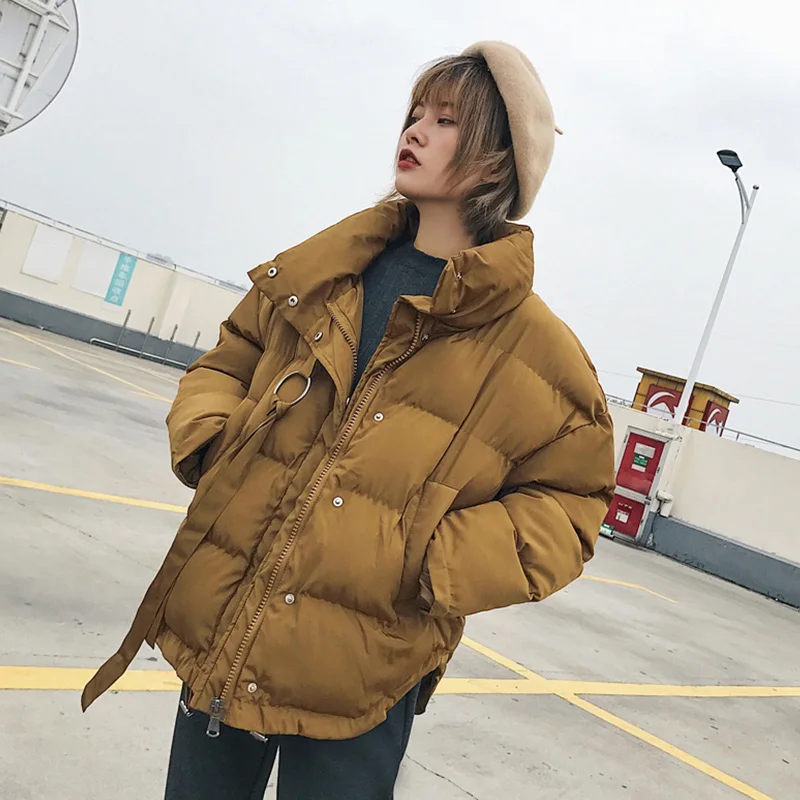 Cheerart Winter Coat Women Parka Down Jacket Stand Collar Anorak Thick Windbreaker Female Zipper Quilted Coat Femme Korean Style