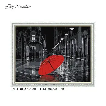 

The Streets After the Rain Counted Cross Stitch Kits 11CT 14CT Printed Canvas Scenic Painting DMC Embroidery Kit Needlework Sets