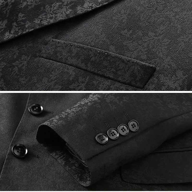 Последние Slim Fit 3 предмета костюмы мужские Свадебные куртка+ брюки+ жилет черный двубортный костюм смокинг жениха шафера костюм к ужину