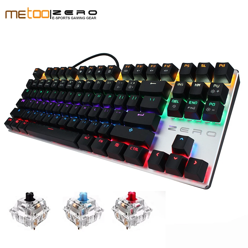 Goedkoop 2018 NIEUWE Metoo Editie Mechanische Toetsenbord 87 toetsen 104 toetsen Blue Switch Gaming Toetsenborden voor Tablet Desktop Russisch Spaans