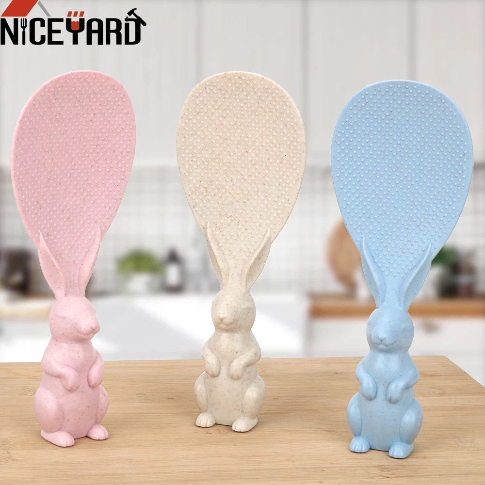 

NICEYARD Rabbit Type Rice Spoon Non-stick Rice Cooking Rice Shovel Wheat Straw Vertical Spoon Kitchen Tool